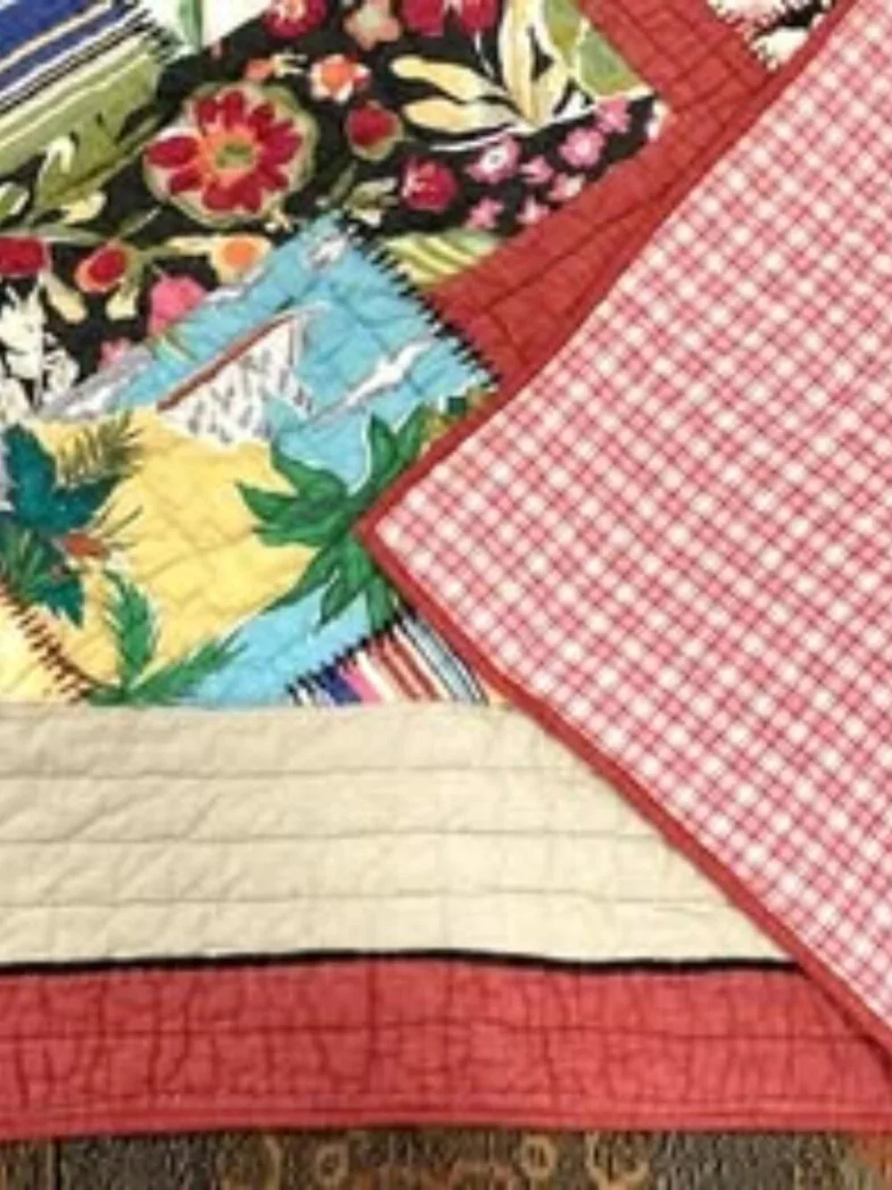 Pottery Barn Patchwork Hawaiian Luau Salsa Quilt Blanket TWIN 66x87 100% Cotton